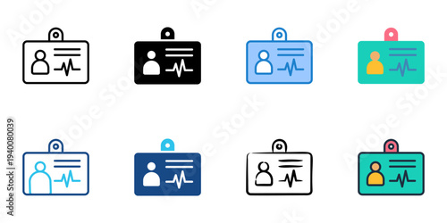 Health Card icons set multiple style collection. Editable stroke 
