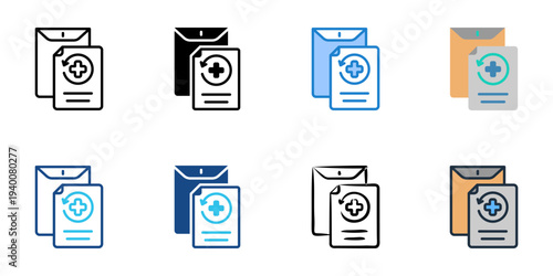 Pre Existing Condition icons set multiple style collection. Editable stroke 
