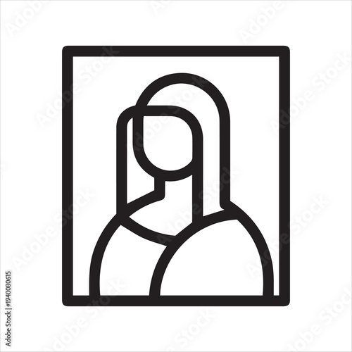 Design, creativity, picture, art, masterpiece, outline icon. Line sign painting portrait of Mona Lisa Gioconda. Vector isolated pictogram for web and app on white background editable stroke.