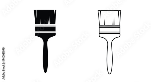 Two paintbrushes one filled and one outline shown in black and white
