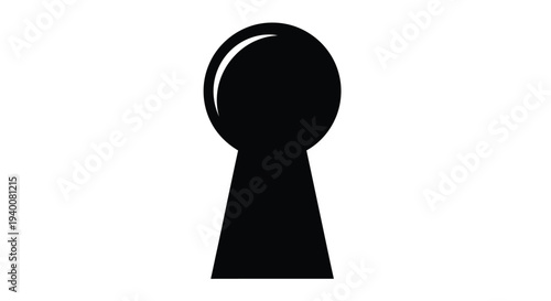 A simple black silhouette of a keyhole on a white background