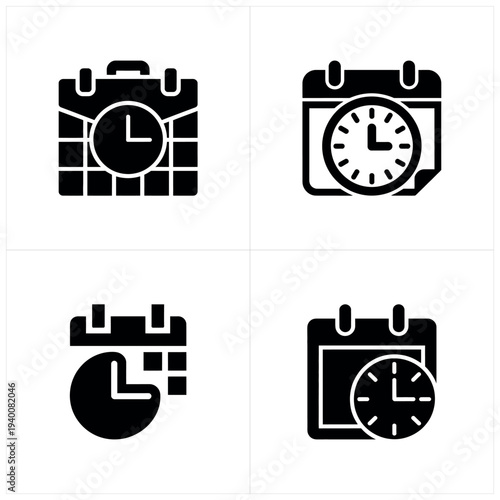 Black and white clock and calendar time