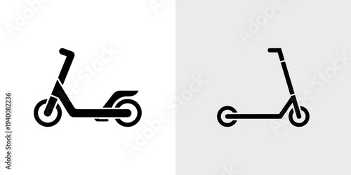 Black and white electric scooter side by side simple transportation