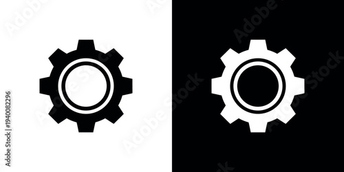 Black and white gear on contrasting backgrounds settings
