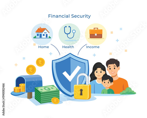 Financial security with family shield house health income and protection