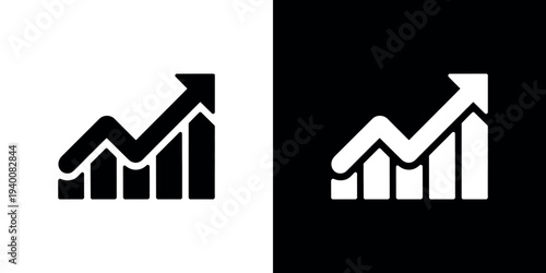 Black and white graph with arrows on white and black backgrounds