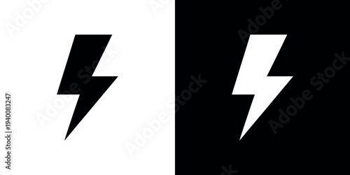 Black and white lightning bolt on split color background 2