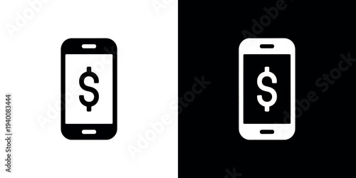 Black and white mobile phone dollar sign smartphone