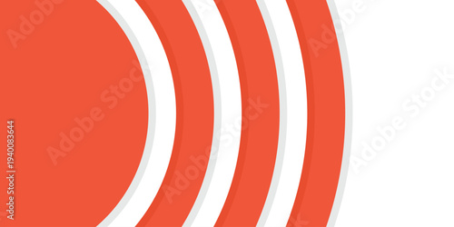 Geometric circle radial background. Orange and white with shadow. Running track banner