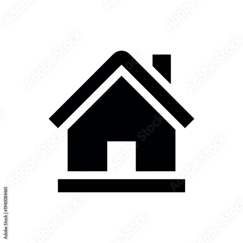 Black house with chimney and white background roof