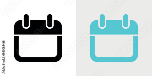 Black and teal calendar white background symbols