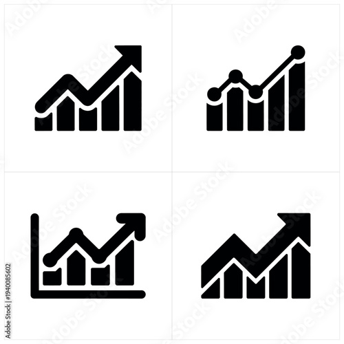 Black and white business chart with arrows graph