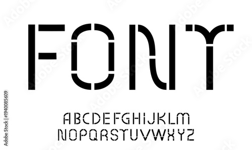 Black cutted style and black sans-serif modern font isolated on transparent background. Vector PNG