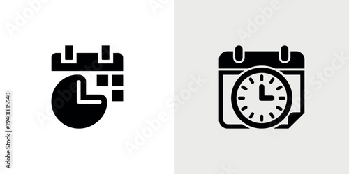 Black and white calendar and clock time