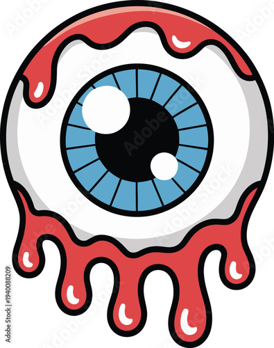 Girl's blue eye vector illustration closeup with detailed iris and pupil anatomy