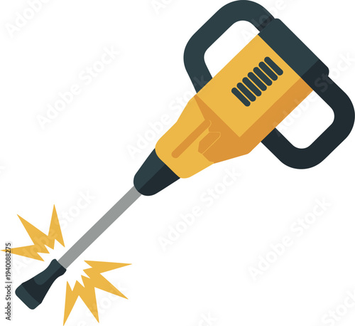 Hand holding a screwdriver among a set of construction and repair tools