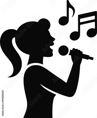 Silhouette of a man singing and playing guitar with music and shadow elements