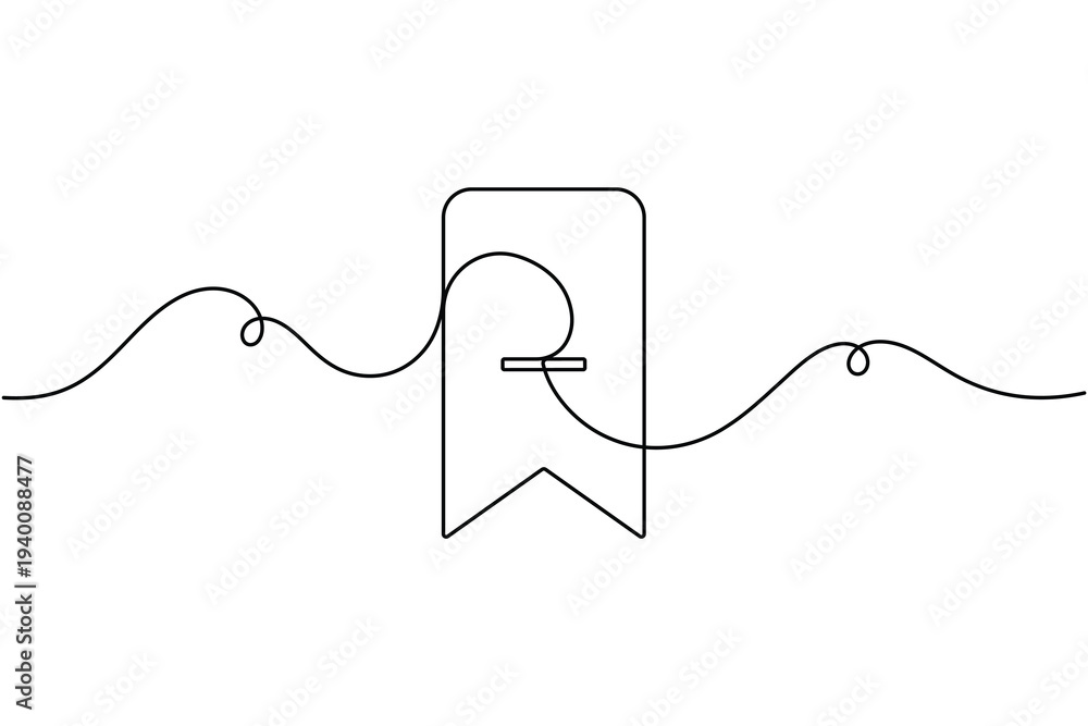Obraz premium Remove bookmark sign icon continuous one line drawing on white background minimal unsaved and delete or minus symbol outline vector illustration