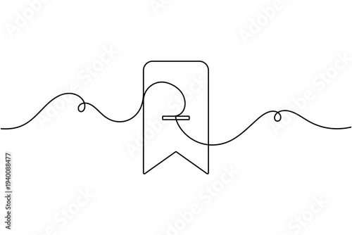 Remove bookmark sign icon continuous one line drawing on white background minimal unsaved and delete or minus symbol outline vector illustration