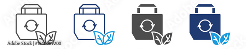 eco bag icon set multiple style