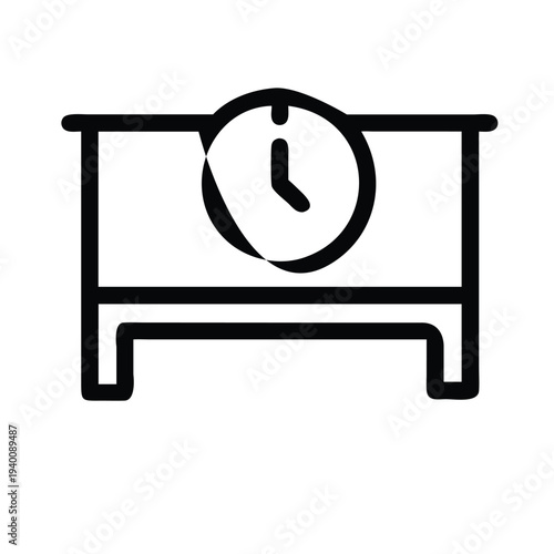 Simple line icon of an alarm clock on a nightstand