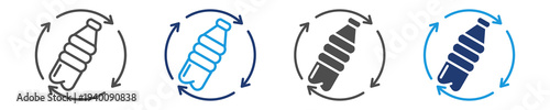 plastic recycling icon set multiple style