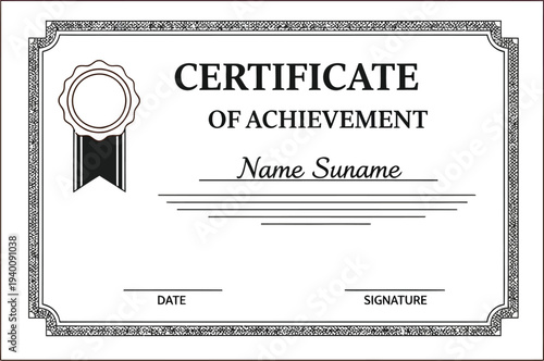 Elegant certificate of achievement template with gold seal and ribbon