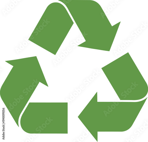Green recycling symbol promoting eco friendly practices and sustainability