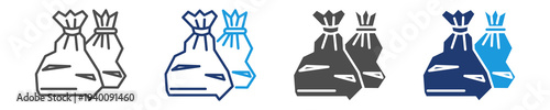 garbage bag icon set multiple style