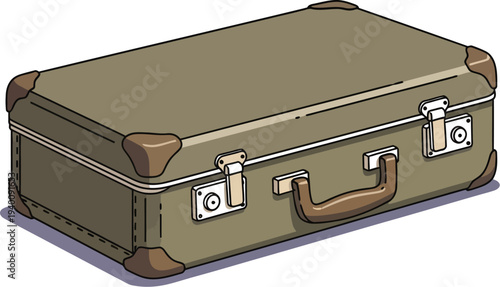 Vintage travel suitcase with classic metal latches and handle