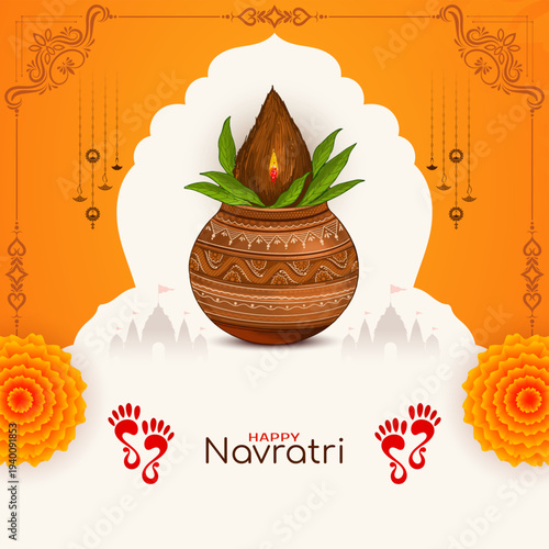 Happy Navratri Indian religious festival celebration card