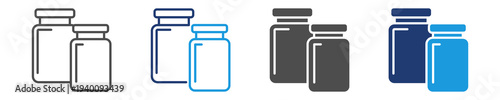 glass jars icon set multiple style