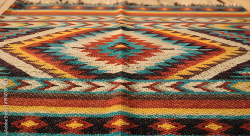 Boho aztec tapestry pattern, geometric tribal design, rustic textile background