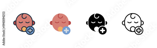 pediatric icon. baby child care. health service. medi various style icon design vector illustration
