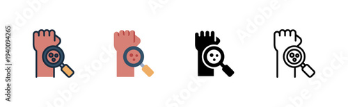 venereology icon. Hand skin infection care. Diagnosis various style icon design vector illustration