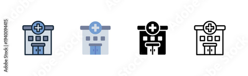 hospital icon. medical building care. patient service various style icon design vector illustration