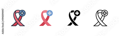 oncology icon. cancer ribbon care. tumor treatment. m various style icon design vector illustration