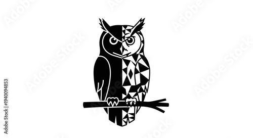 An Owl's Wisdom Geometric Patterns and Nocturnal Wisdom Embodied in a Striking Silhouette
