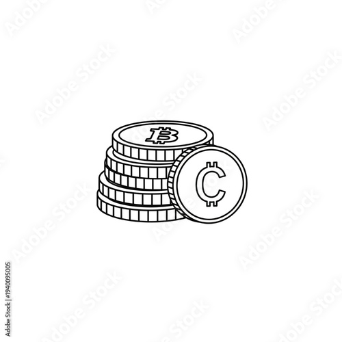 A minimalist vector graphic illustration of a stack of coins with a dollar and cent symbol