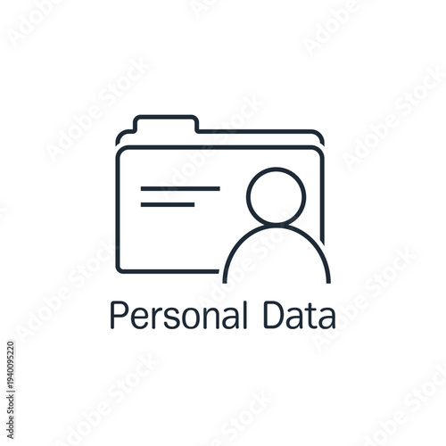 Electronic document folder. Personal data. Information about the individual.Vector linear icon  illustration isolated on white background.