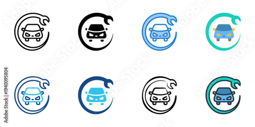 Car Repair icons set multiple style collection. Editable stroke 

