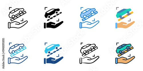 Roadside Assistance icons set multiple style collection. Editable stroke 
