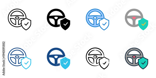 Driver Safety icons set multiple style collection. Editable stroke 
