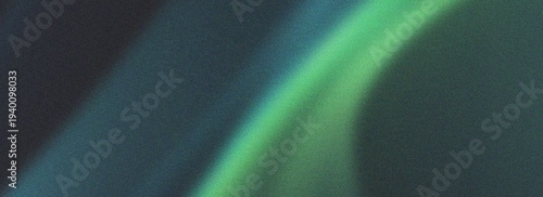 Green light beam abstract background with vintage film grain overlay