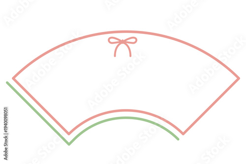 リボン付きの和の扇形フレーム素材