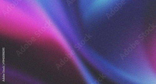 Abstract image displaying vibrant magenta and blue light waves on dark surface