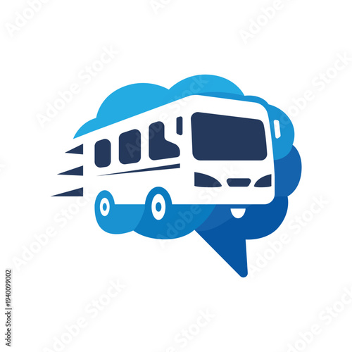 White Tour Bus Graphic Design Element