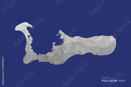 Cayman Islands Map - Polygon White and Black map Style Vector Illustration, Low Poly Geometric Design, Isolated on blue Background.