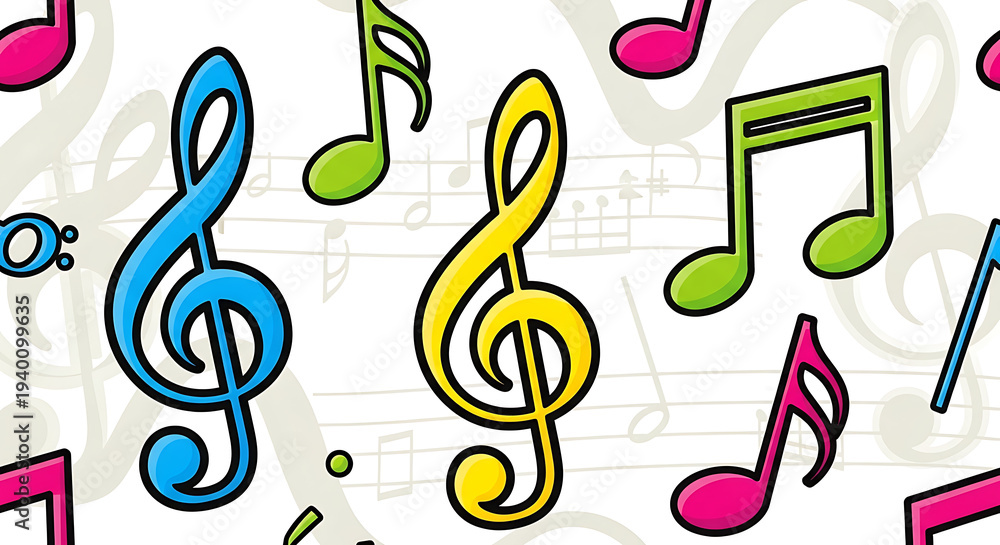 Fototapeta premium Seamless musical note pattern on white background