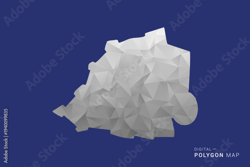 Holy See Map - Polygon White and Black map Style Vector Illustration, Low Poly Geometric Design, Isolated on blue Background.